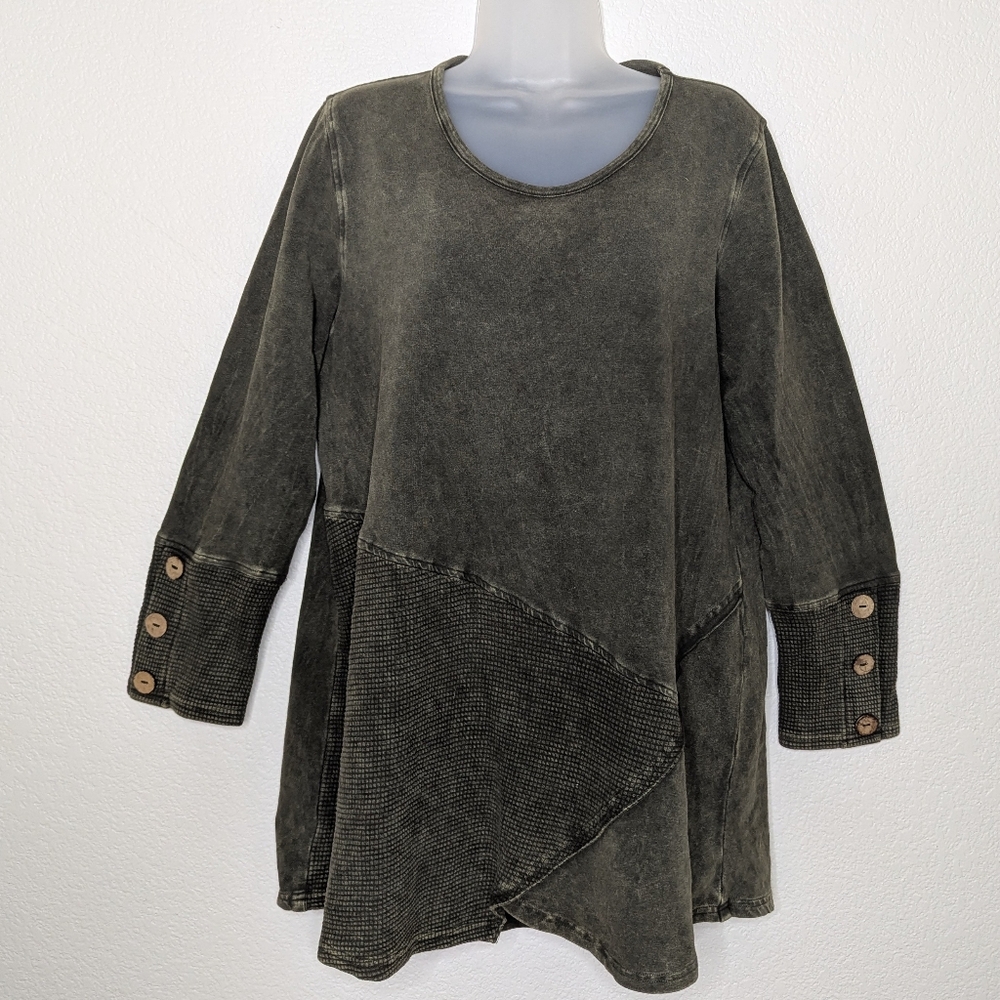 Sea‎ Breeze of California Olive Green Tunic 3/4 Sleeve Women's XL